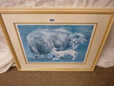 KEITH BOWEN limited edition (280/450) print - ewe and lamb, signed in pencil, 29 x 38 cms