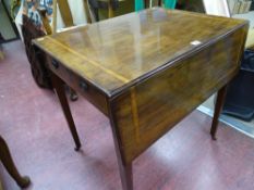 Regency mahogany twin flap table with single end drawer