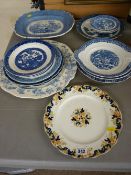 Parcel of mainly blue and white display plates etc
