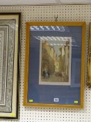 W G FITZSIMONS watercolour - villagers working in a street, signed and dated 1886, 30 x 20 cms