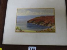 Unsigned watercolour - coastal scene, 11 x 17 cms