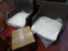 Two as new garden tub armchairs