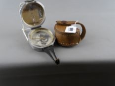 Stanley London vintage aluminium cased compass/level in a leather carry case