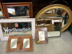 Worthington Beer advertising mirror and a parcel of other mirrors
