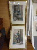 Pair of LANDSEER prints - 'The Angler's Daughter' and 'The Falconer's Son', 58 x 39 cms
