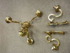 Brass ceiling light fitting and matching wall lights