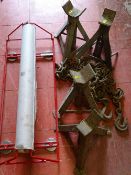Two pairs of axle stands, a towel dispenser and a towing heavy gauge chain