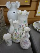 Aynsley 'Wild Tudor' items, milk glass vase etc