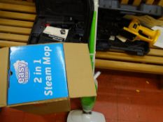 Cased Performance Power 12v cordless drill kit, a Wolf Sapphire 18v trimmer and a household easy