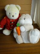 Paddington Bear style soft toy and another quality rabbit soft toy