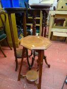 Three wooden planter stands, various styles