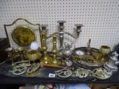 Parcel of electroplate, brassware including horse brasses etc