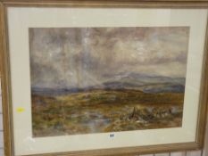 LLOYD BOND watercolour - moorland scene, 46 x 66 cms