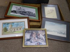 Wooden tray for Metcalf Brothers of Ramsbottom for Country Maid, a parcel of paintings and prints