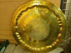 Large Eastern brass charger, approx 73 cms diameter