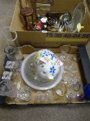 Two boxes of mixed porcelain, glassware and similar items