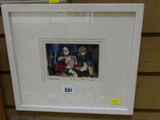 C M SHERWOOD interesting collage - entitled 'A Man with Puppet', 9 x 13 cms