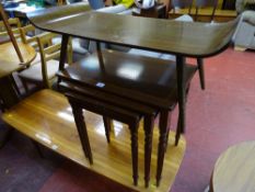 Modern nest of three coffee tables and a retro style Long John coffee table