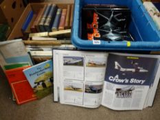 Tub and a box of aircraft related books, other vintage books etc
