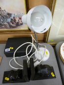 Ebony elephant bookends and mixed items