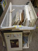 Tub containing a large quantity of unframed prints, ideal for retailing etc