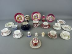 Quantity of cabinet cups and collectables in Dresden and Derby styles with Limoges, Royal Doulton,