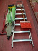 Good modern lightweight stepladder and parcel of household items including gas fire (for scrap) etc