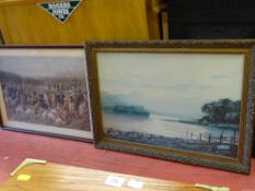 Fine vintage print of a gentleman with hunting dogs, 50 x 74 cms and a print after COULSON