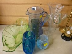 Parcel of mixed glassware including Whitefriars style chimney vase
