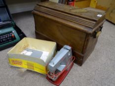 Boxed Vulcan child's hand operated sewing machine and a wooden cased sewing machine