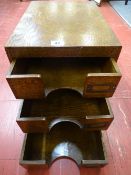 Vintage three drawer desktop polished stationery box