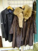 Vintage fur coat and a leather jacket by 'Land's End'