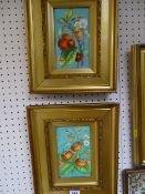 Pair of attractive framed paintings on porcelain of fruit