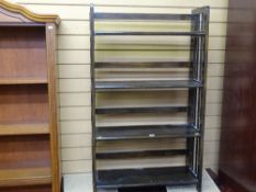 Stained wood four shelf open bookcase