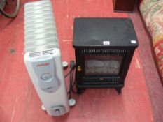 Swann coal effect electric fire and an oil filled radiator E/T