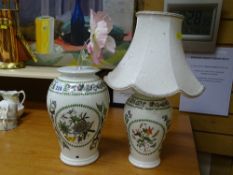 Graduated pair of Portmeirion 'Botanic Garden' table lamps (one with shade)