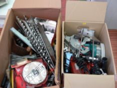 Two boxes of garage accessories