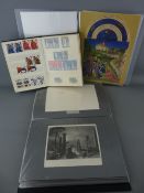 Small album of mint, mainly British stamps and two albums of vintage book prints