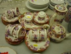 Cauldon colourful floral decorated teaware