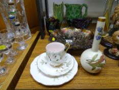 Three items of carnival glassware, Sylvac pottery, Royal Worcester, Royal Albert 'Braemar' trio