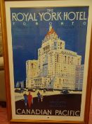 Well presented reproduction framed travel poster for Canadian Pacific - 'The Royal York Hotel,