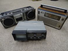 Vintage radios and a miniature television