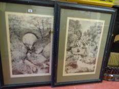 IAN WILDGOOSE limited edition prints, a pair - river scenes, 62 x 41 cms