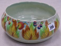 Clarice Cliff Newport Pottery fruit and leaf decorated fruit bowl