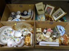 Three boxes of miscellaneous china including blush, commemorative etc and a box of assorted