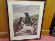 STACPOOLE vintage print - 'The Scottish Gamekeeper', 71.5 x 57.5 cms including mount with text