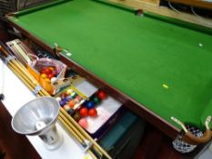 Snooker table on stand with accessories
