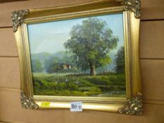 CHILTON oil on canvas - countryside scene, 19 x 24 cms