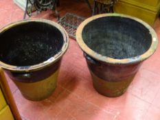 Two vintage crock pots