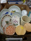 Box of mixed porcelain including Portmeirion 'Botanic Garden' provision containers etc